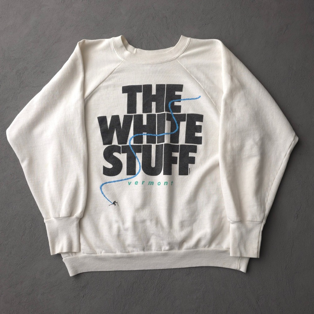 Vintage 80s Signal White Stuff Vermont Sweatshirt XL White Raglan Graphic